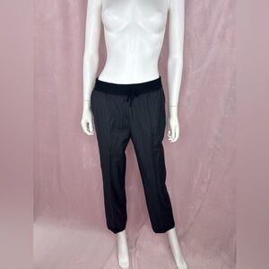 QL2 Womens 100% Wool Blue Gray Pinstripe Straight Leg Pants Trousers Size 6